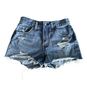 Levi’s Women’s 501 Button Fly Cotton High-Rise Denim Shorts - 25